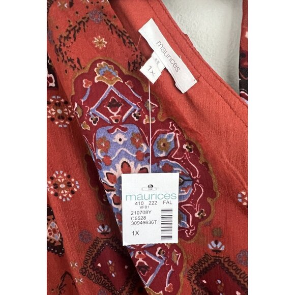 Maurices Flowy Sheer Lined Sienna Medallion Midi Dress ~ Plus Size 1X ~ NEW NWT - Picture 5 of 9